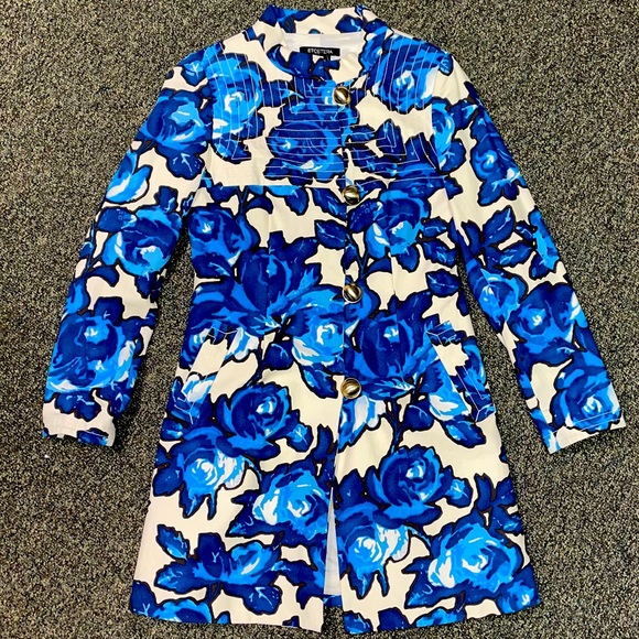 Etcetera Jackets & Blazers - Etcetera Blue Floral Military Button Coat (6)